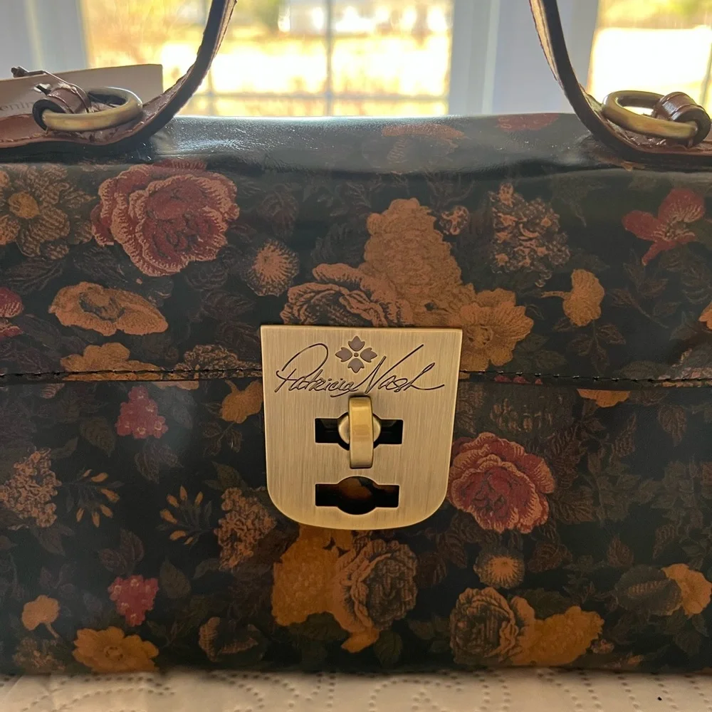 Patricia Nash Dark Floral Top-Handle Satchel with Brushed-Gold Hardware - Picture 2 of 4